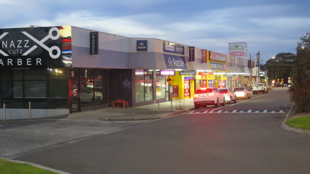 Shopfronts at Maroondah Village Shopping Centre in Croydon North
