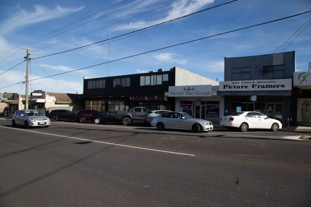 Shopfronts at Barkly Street Shopping Centre in Ringwood