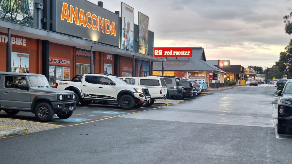Anaconda, Red Rooster and adjoining businesses on Canterbury Road in Bayswater
