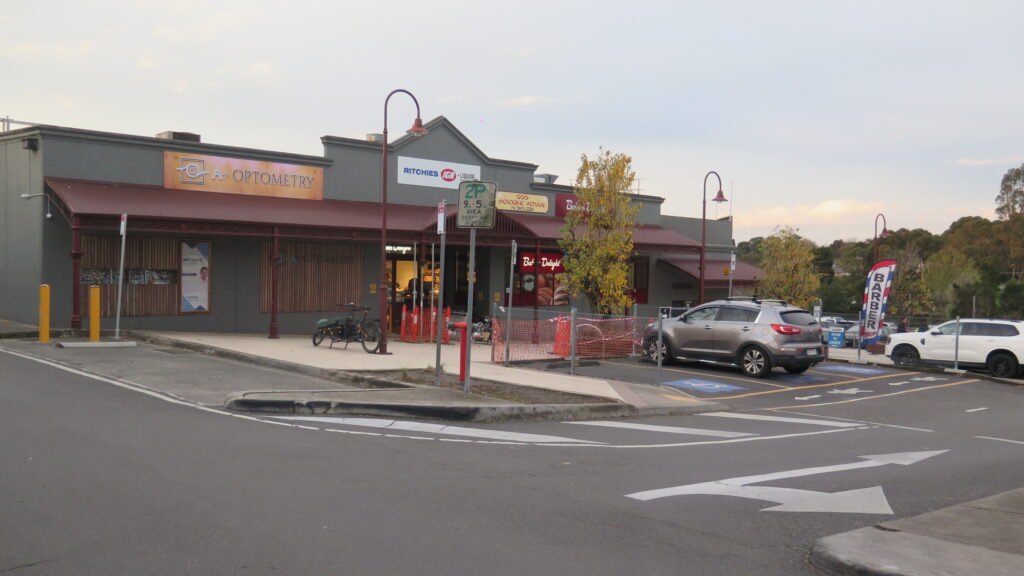 Shops and parking at Ringwood North Shopping Centre