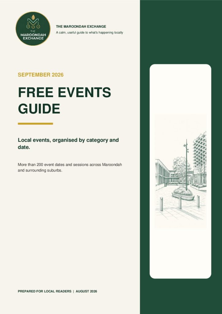 Cover of the September 2026 Free Events Guide by The Maroondah Exchange