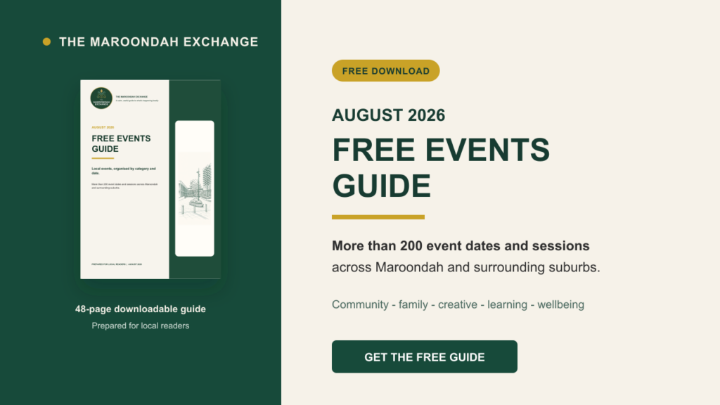 August 2026 Free Events Guide from The Maroondah Exchange