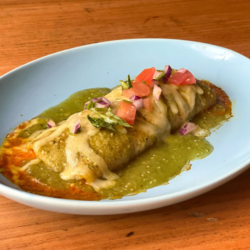 Taco Bill Mexican main meal served with salsa