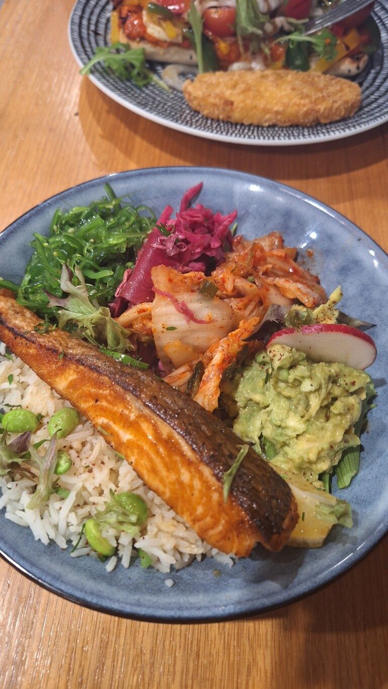 A salmon meal photographed at The Coach, Ringwood