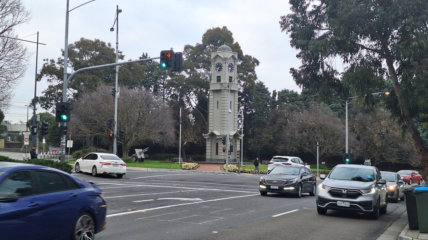 Ringwood’s clock tower and surrounding streets