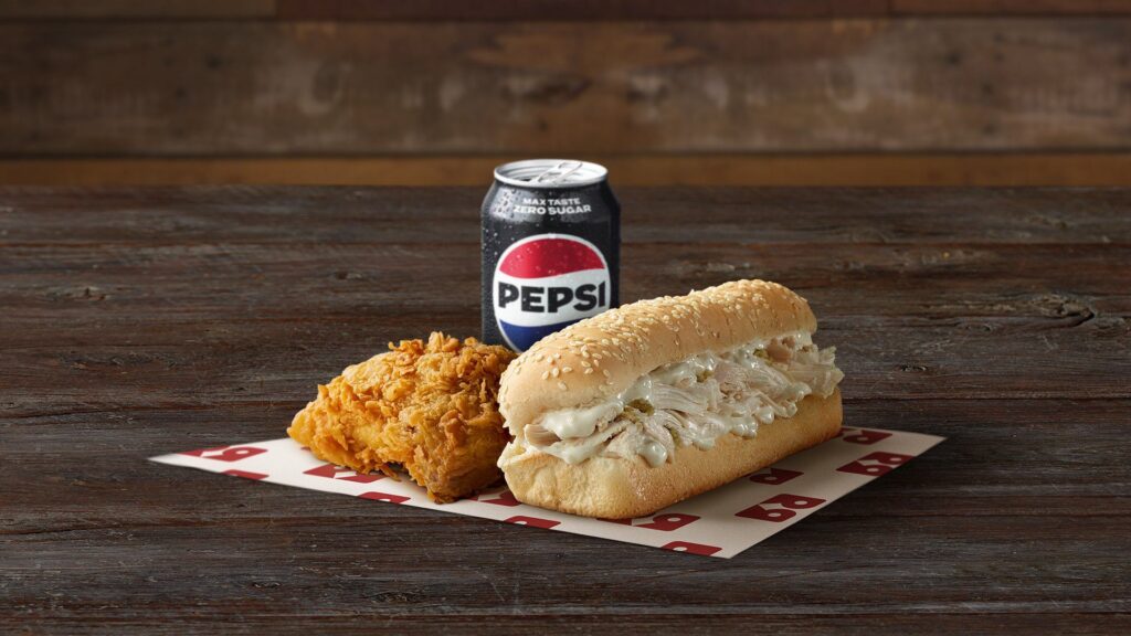 Red Rooster Legends Feed with a Rooster Roll, fried chicken and a 375 ml Pepsi Max
